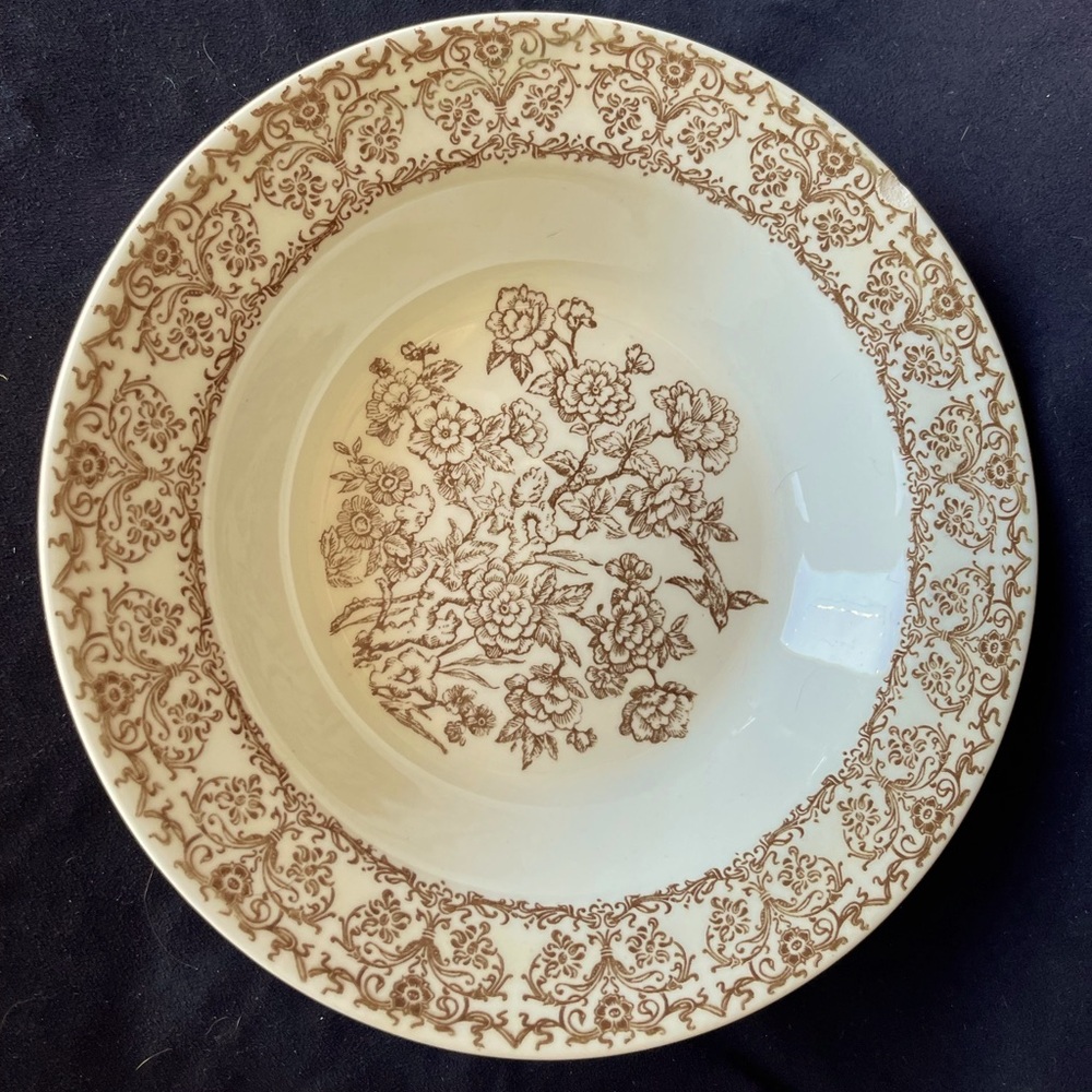 Royal China  brown serving bowl, transfer ware